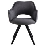 Rotating armchair Soreyia dark grey fabric-black metal leg 63x59x83cm - Image 4