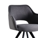 Rotating armchair Soreyia dark grey fabric-black metal leg 63x59x83cm - Image 5