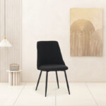 Giselle chair bouclé fabric in black shade 51x52x82cm - Image 2