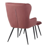 Armchair with footstool Rueda velvet in rotten apple shade with black metal legs 71.5x66.5x99cm - Слика 3