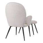 Armchair with footstool Qarar boucle fabric in white shade with black metal legs 67.5x67.5x106cm - Слика 3