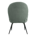 Armchair with footstool Qarar boucle fabric in light green shade with black metal legs 67.5x67.5x106cm - Image 6