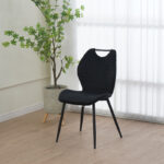 Bongo chair velvet in black shade with black metal legs 56.5x47x84cm - Слика 2