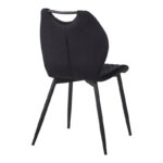 Bongo chair velvet in black shade with black metal legs 56.5x47x84cm - Слика 3