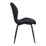 Bongo chair velvet in black shade with black metal legs 56.5x47x84cm - Слика 4