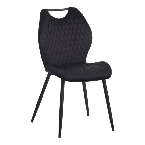 Bongo chair velvet in black shade with black metal legs 56.5x47x84cm