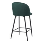 Barow velvet bar stool in dark green shade with black metal legs 53x46.5x96.5 - Слика 3