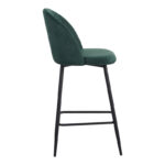Barow velvet bar stool in dark green shade with black metal legs 53x46.5x96.5 - Слика 4