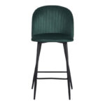 Barow velvet bar stool in dark green shade with black metal legs 53x46.5x96.5 - Слика 5