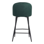 Barow velvet bar stool in dark green shade with black metal legs 53x46.5x96.5 - Слика 6