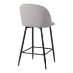 Barow bar stool velvet in light grey shade with black metal legs 53x46.5x96.5 - Слика 3