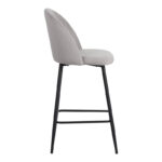 Barow bar stool velvet in light grey shade with black metal legs 53x46.5x96.5 - Слика 4