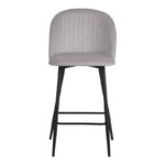 Barow bar stool velvet in light grey shade with black metal legs 53x46.5x96.5 - Слика 5