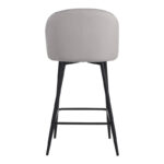 Barow bar stool velvet in light grey shade with black metal legs 53x46.5x96.5 - Слика 6