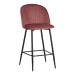 Barow bar stool velvet in rotten apple shade with black metal legs 53x46.5x96.5