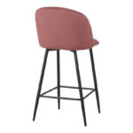 Barow bar stool velvet in rotten apple shade with black metal legs 53x46.5x96.5 - Image 3