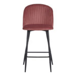 Barow bar stool velvet in rotten apple shade with black metal legs 53x46.5x96.5 - Image 5