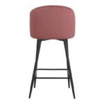 Barow bar stool velvet in rotten apple shade with black metal legs 53x46.5x96.5 - Image 6