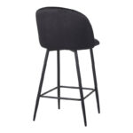 Barow bar stool velvet in black shade with black metal legs 53x46.5x96.5 - Слика 3