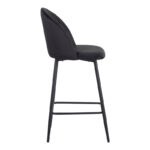 Barow bar stool velvet in black shade with black metal legs 53x46.5x96.5 - Слика 4