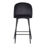 Barow bar stool velvet in black shade with black metal legs 53x46.5x96.5 - Слика 5