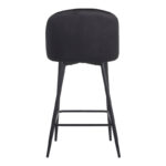 Barow bar stool velvet in black shade with black metal legs 53x46.5x96.5 - Слика 6