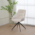 Kadeira rotating chair fabric in beige shade with black metal legs 57.5x51x89 - Image 2