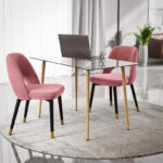 Dining table Chloe glass dark grey - natural legs 120x70x75cm - Слика 2