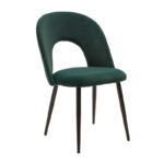 Dining set 5pcs Neve-Jonah walnut-black-dark green 140x80x75cm - Слика 3