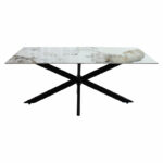 Dinning table Bethan sintered stone white marble- metal black leg design 180x90x75cm - Слика 3