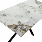 Dinning table Bethan sintered stone white marble- metal black leg design 180x90x75cm - Слика 4