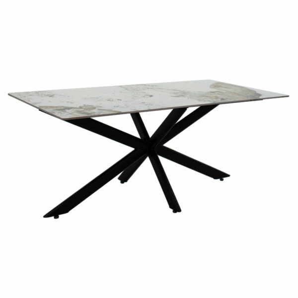 Dinning table Bethan sintered stone white marble- metal black leg design 180x90x75cm
