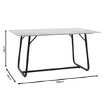 Dinning table Revello sintered stone white marble- metal black leg design 150x90x75cm - Image 6