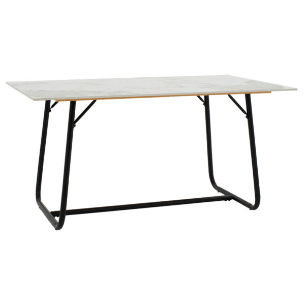 Dinning table Revello sintered stone white marble- metal black leg design 150x90x75cm