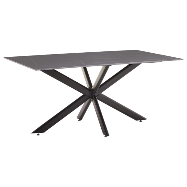 Dinning table Bethan sintered stone grey cement - metal black leg design 180x90x75cm