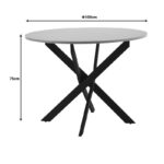 Dammero table cream mdf-leg black metal D100x75cm - Слика 5