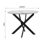 Dining table Dammero mdf in dark grey color and black metal leg D100x75cm - Image 5