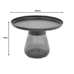 Coffee table Kunlo Inart black metal-black glass D60x42cm - Image 4