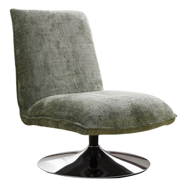 Rotating chair Remona green fabric-chrome legs 63x80x80εκ