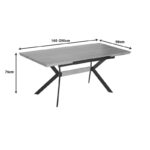 Jessamy table expandable MDF 43mm in natural shade and metal leg black 160/200x90x76cm - Слика 4