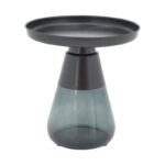 Coffee table Kunlo Inart set 2 pieces black metal-black glass - Image 2