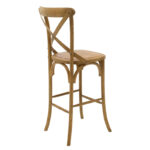 Bar stool Reid wood light walnut- brown rattan - Слика 2