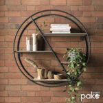 Wall shelf Azira metal in black-oak color 60x13x60cm - Image 2