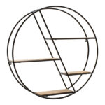 Wall shelf Azira metal in black-oak color 60x13x60cm - Image 3