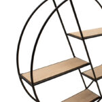 Wall shelf Azira metal in black-oak color 60x13x60cm - Image 4