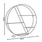 Wall shelf Azira metal in black-oak color 60x13x60cm - Image 5