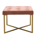 Luisa stool in dark rotten apple velvet - golden metal 40x40x30cm - Слика 2