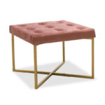 Luisa stool in dark rotten apple velvet - golden metal 40x40x30cm