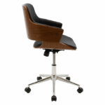 Fern office chair black pu - walnut wood 53x61x79/89cm - Слика 3