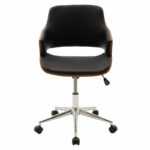 Fern office chair black pu - walnut wood 53x61x79/89cm - Слика 4